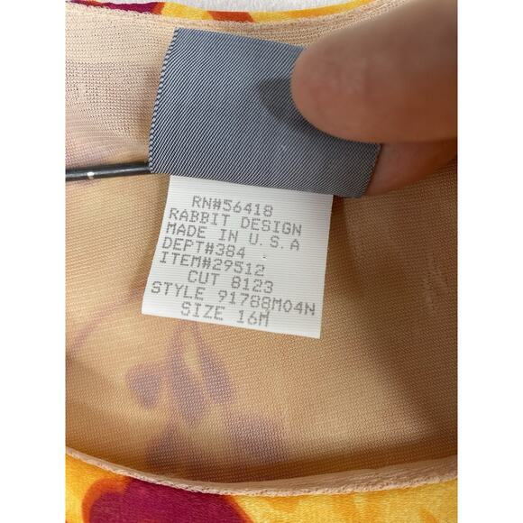 Vintage Y2K Rabbit Rabbit Rabbit Dress 16 M Floral Midi Artsy Layered Look NWT - Picture 4 of 11